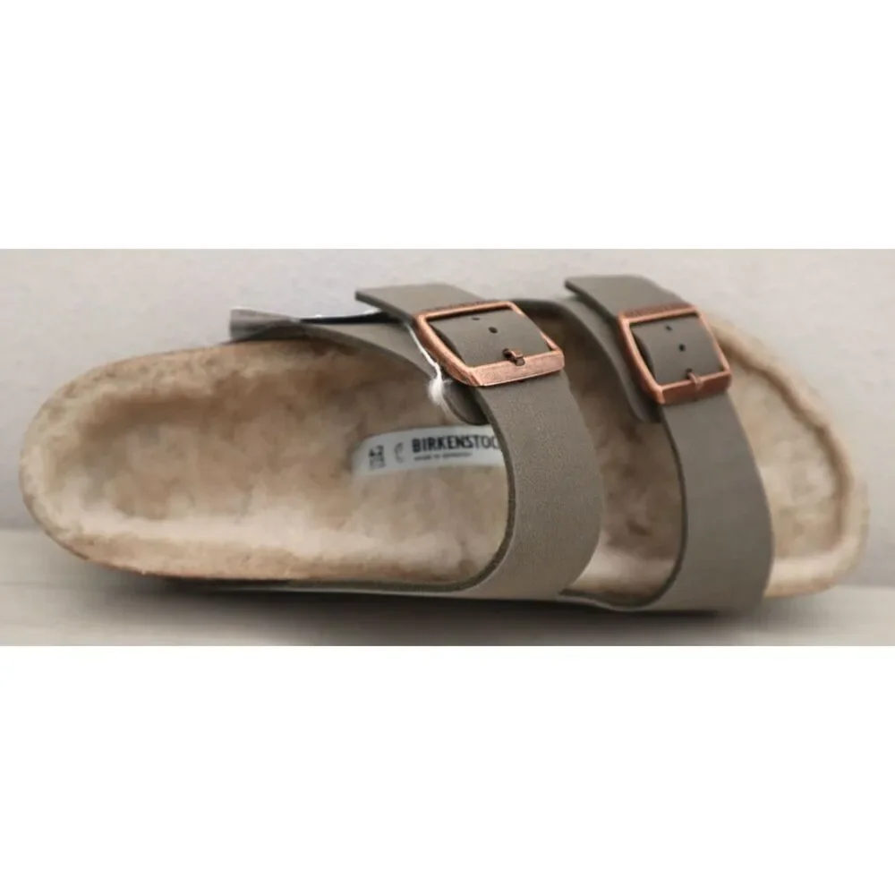 Birkenstock WMN Sz EUR 42 US 11 Green Arizona Shearling-Lined Slide Sandals - Picture 7 of 13